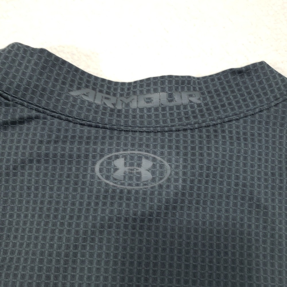 Under Armour ColdGear Baselayer Men 3XL Gray Grid Mock Neck Fitted Shirt Gym - Picture 3 of 8